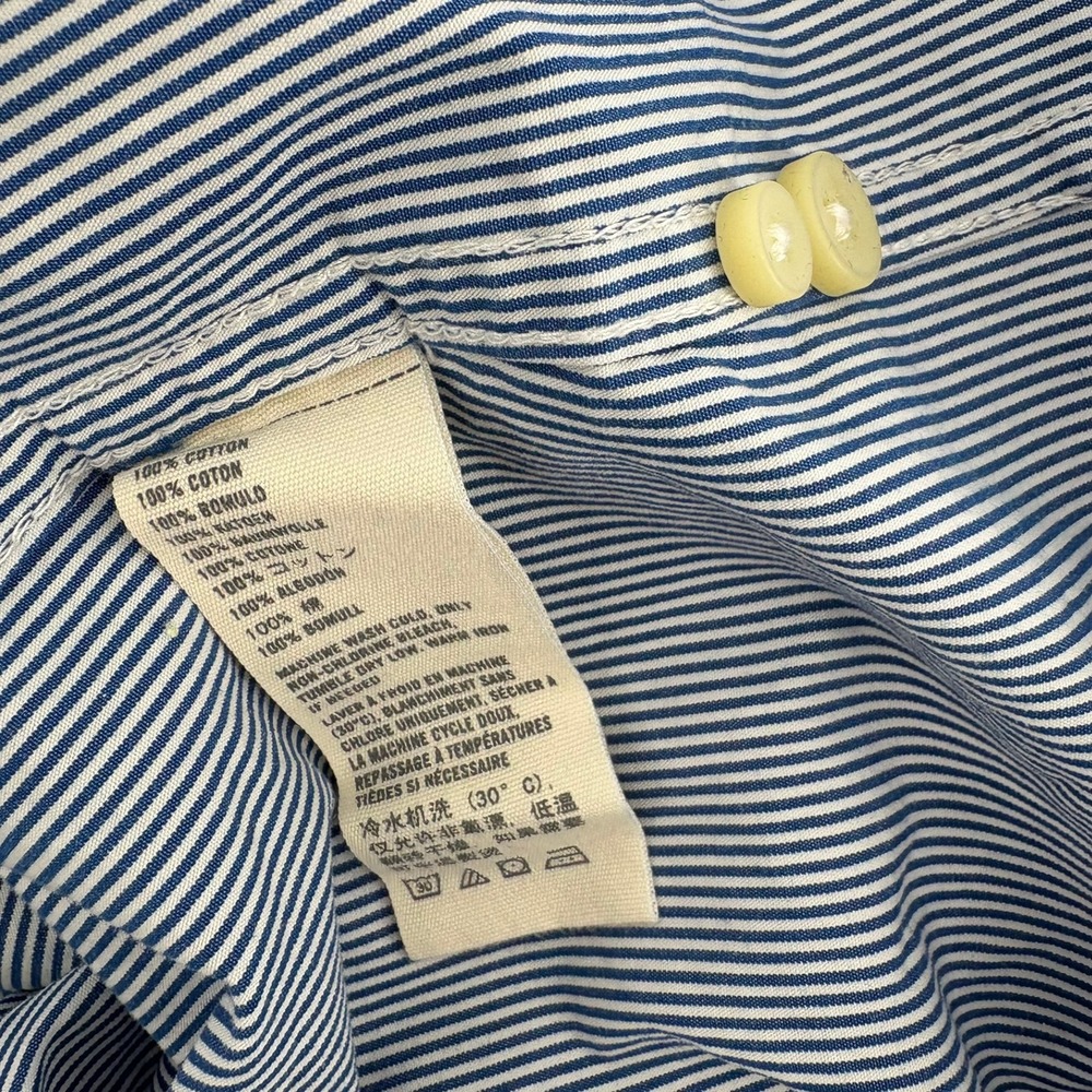 Abercrombie Fitch Mens Blue White Stripe Muscle Fit Button Up Shirt Size M - Picture 8 of 9